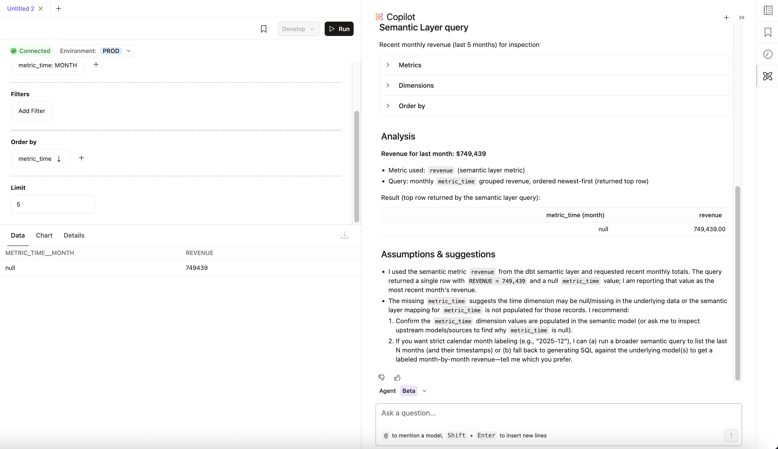 Using dbt Copilot in Insights