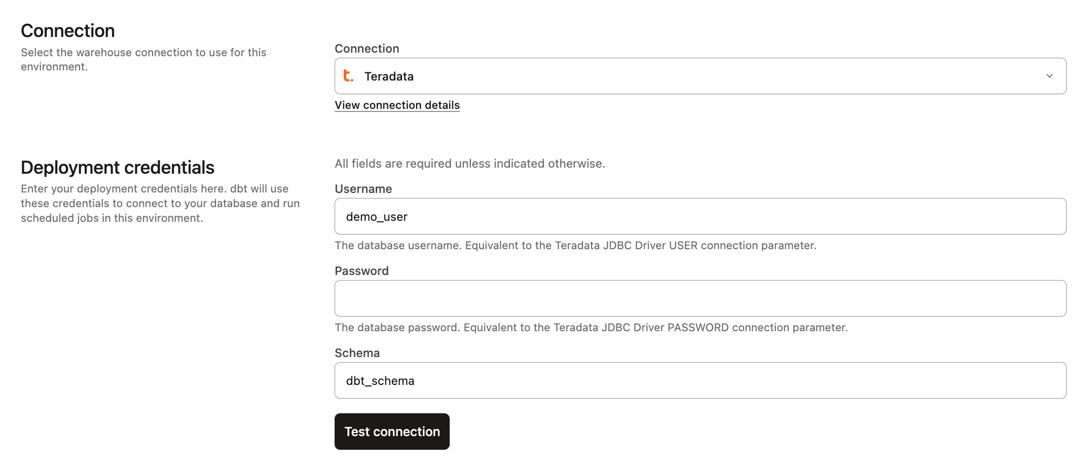 Example of the user credential fields.